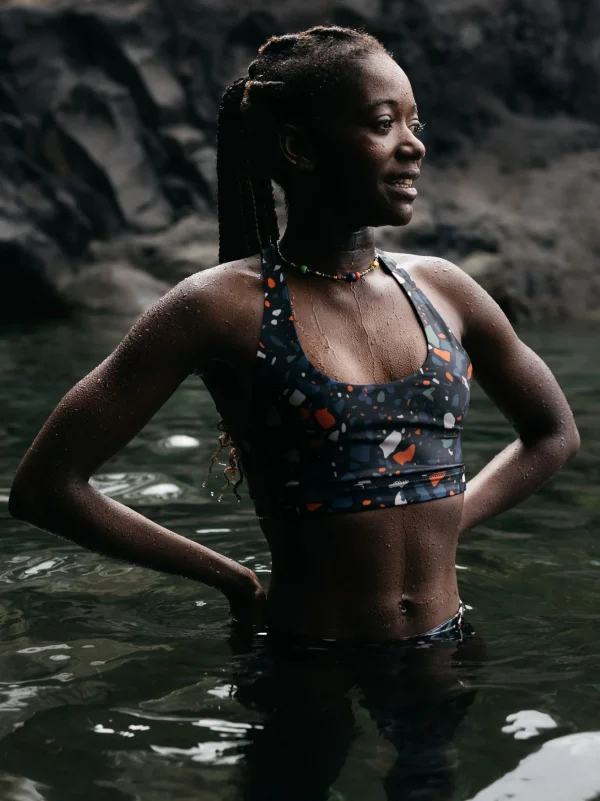 Swimwear & Bikinis*Finisterre Anella Reversible Crop Bikini Top Microplastics Print / Forest