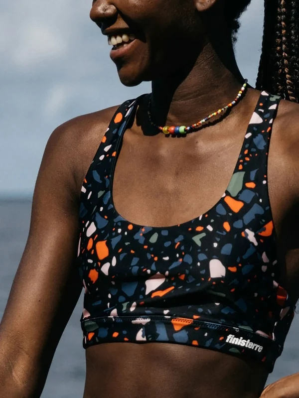 Swimwear & Bikinis*Finisterre Anella Reversible Crop Bikini Top Microplastics Print / Forest