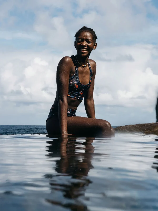 Swimwear & Bikinis*Finisterre Anella Reversible Crop Bikini Top Microplastics Print / Forest