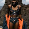 Swimwear & Bikinis*Finisterre Anella Reversible High Waist Bikini Pant Microplastics Print / Forest