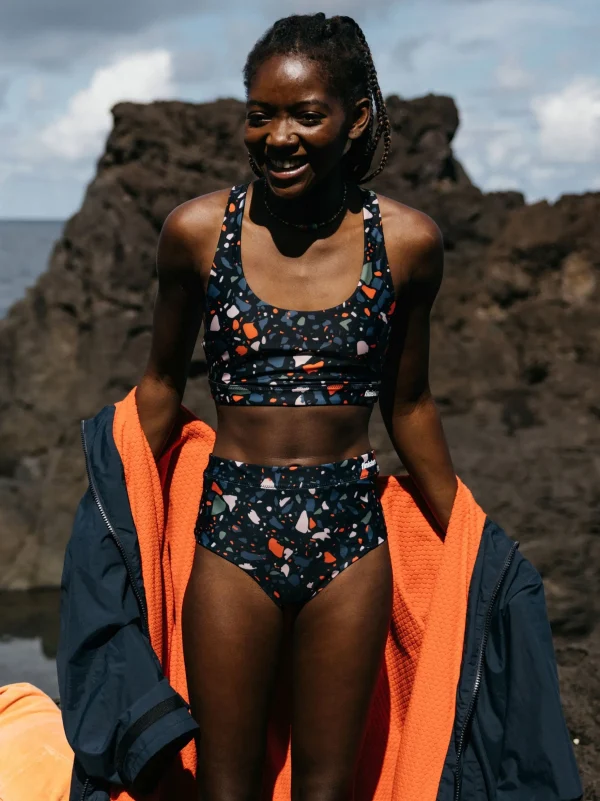 Swimwear & Bikinis*Finisterre Anella Reversible High Waist Bikini Pant Microplastics Print / Forest