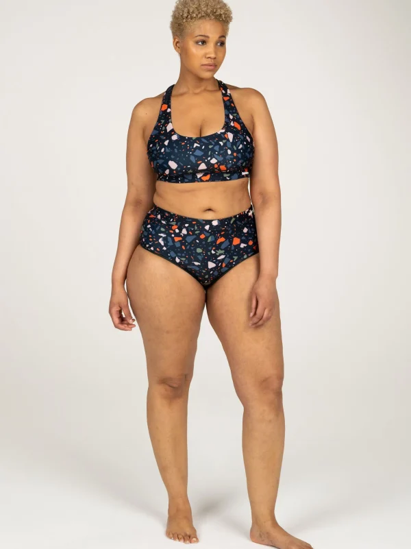 Swimwear & Bikinis*Finisterre Anella Reversible High Waist Bikini Pant Microplastics Print / Forest