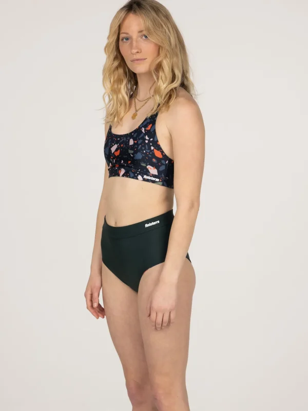 Swimwear & Bikinis*Finisterre Anella Reversible High Waist Bikini Pant Microplastics Print / Forest