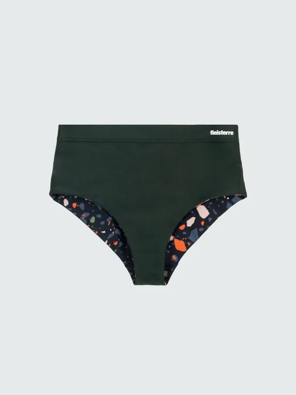 Swimwear & Bikinis*Finisterre Anella Reversible High Waist Bikini Pant Microplastics Print / Forest