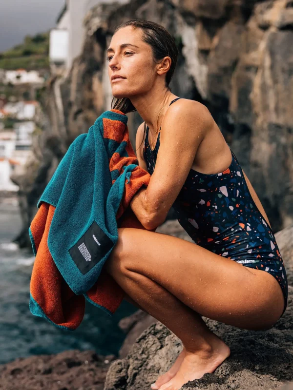 Swimwear & Bikinis*Finisterre Anella Reversible Swimsuit Microplastics Print / Forest