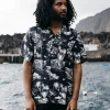 Shirts*Finisterre Atlas Short Sleeve Shirt Palm Print / Navy