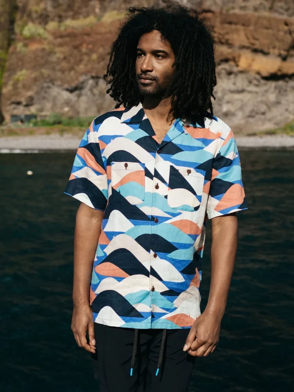 Shirts*Finisterre Atlas Short Sleeve Shirt North Hills Print / Clay