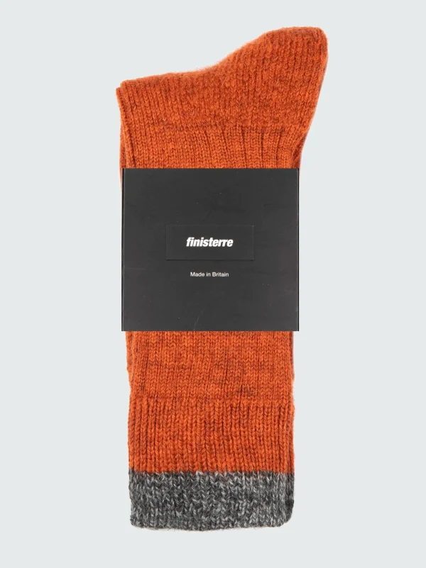 Socks*Finisterre Bosun Sock Burnt Orange/Grey Marl