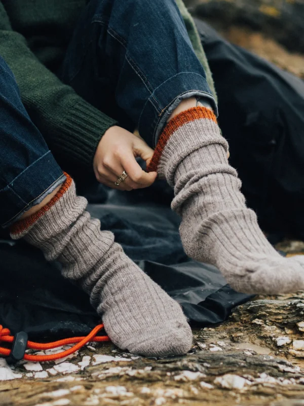 Socks*Finisterre Bosun Sock Oatmeal/Burnt Orange