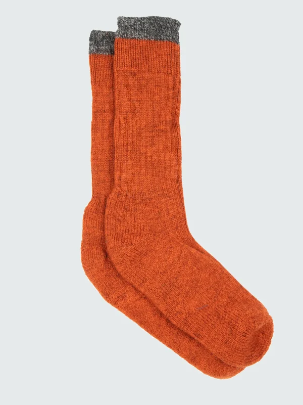 Socks*Finisterre Bosun Sock Burnt Orange/Grey Marl