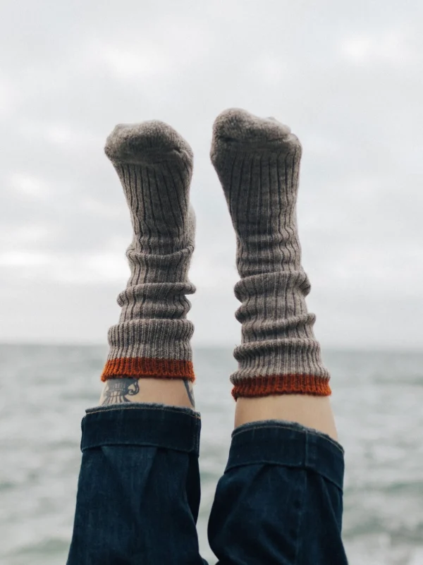 Socks*Finisterre Bosun Sock Oatmeal/Burnt Orange