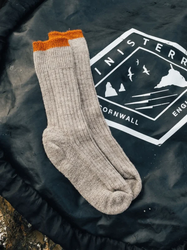 Socks*Finisterre Bosun Sock Oatmeal/Burnt Orange