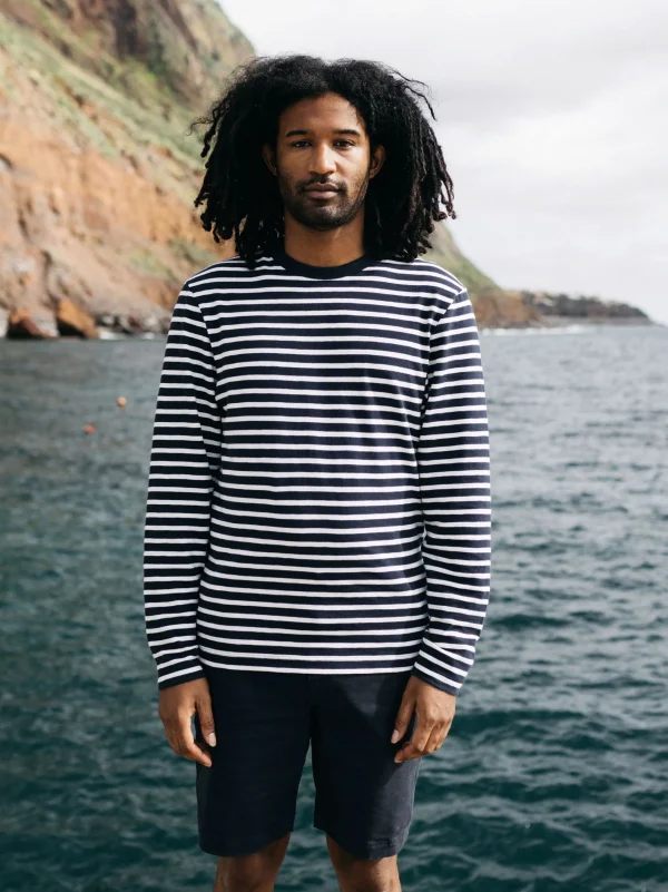 T-Shirts*Finisterre Channel Stripe Long Sleeve T-Shirt Navy / Ecru