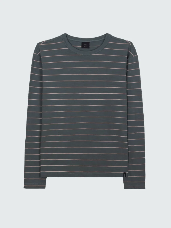 T-Shirts*Finisterre Channel Stripe Long Sleeve T-Shirt Deep Sea / Shell