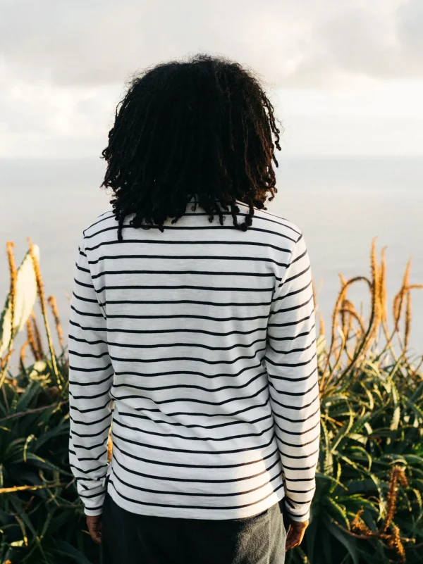 T-Shirts*Finisterre Channel Stripe Long Sleeve T-Shirt Ecru / Navy