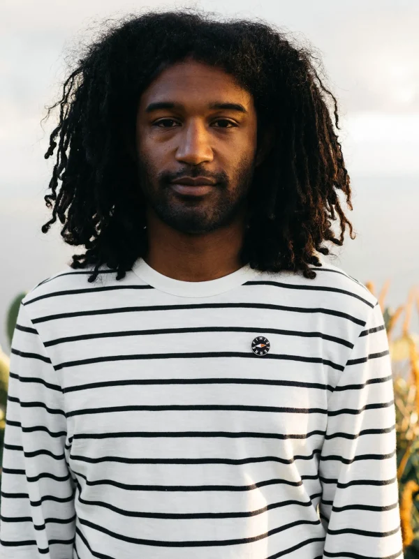 T-Shirts*Finisterre Channel Stripe Long Sleeve T-Shirt Ecru / Navy