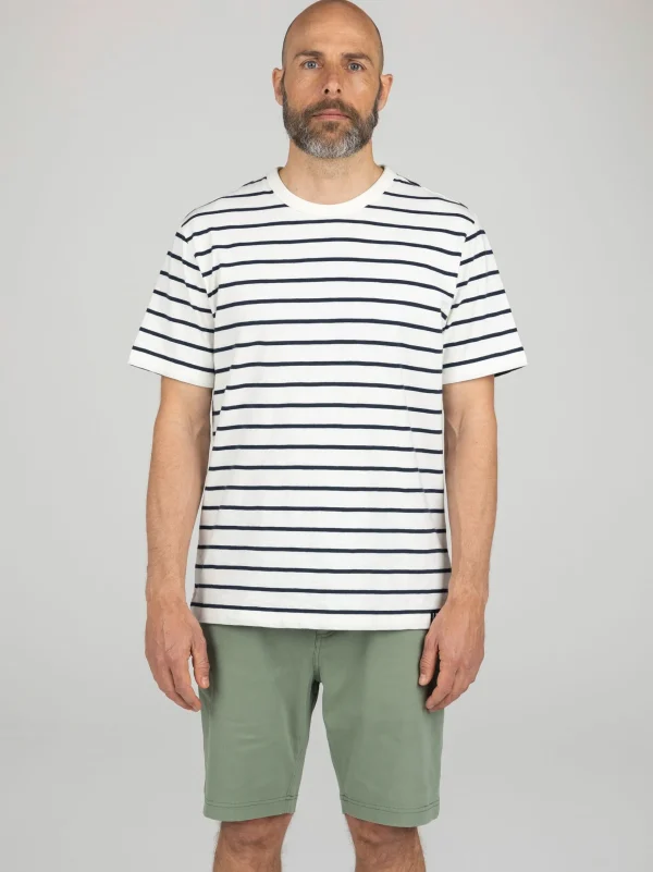 T-Shirts*Finisterre Channel Stripe T-Shirt Ecru / Navy