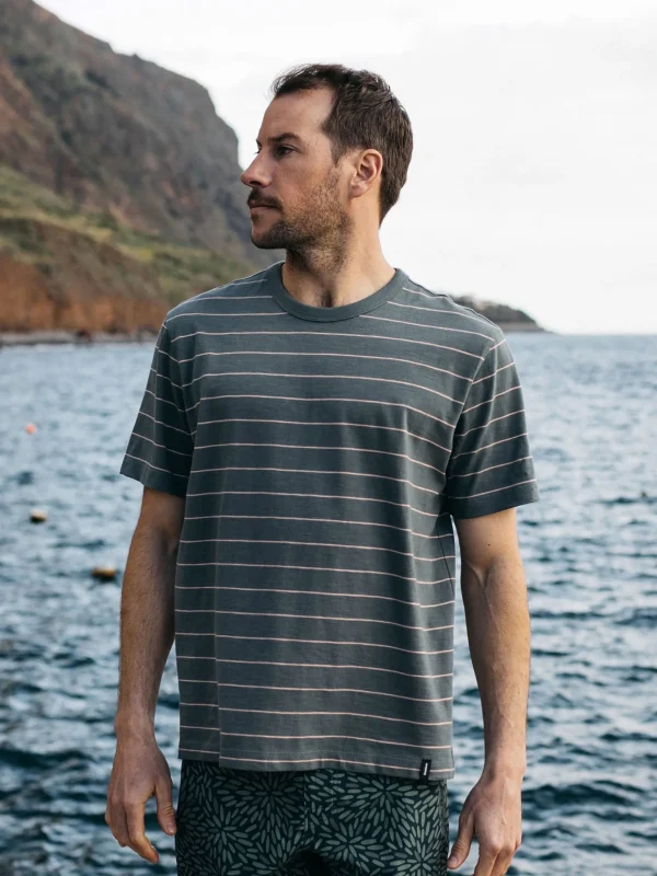 T-Shirts*Finisterre Channel Stripe T-Shirt Deep Sea / Shell