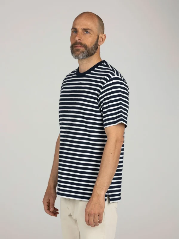 T-Shirts*Finisterre Channel Stripe T-Shirt Navy / Ecru