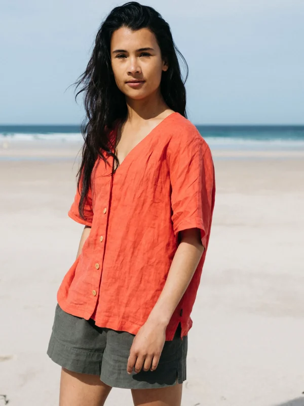 Tops & T-Shirts*Finisterre Cove Linen Shirt Paprika