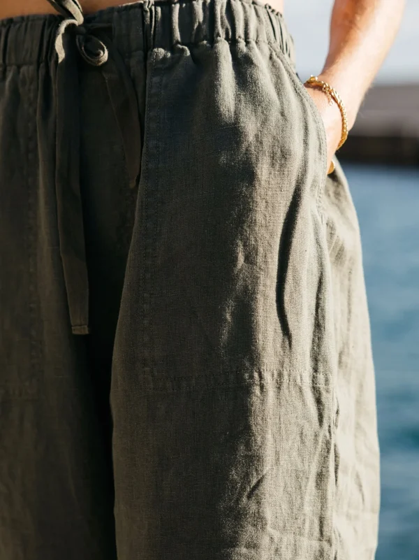 Trousers & Jeans*Finisterre Fawkes Linen Trouser Dark Olive