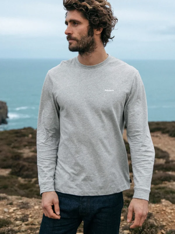 T-Shirts*Finisterre Harlyn Logo Long Sleeve T-Shirt Grey Marl