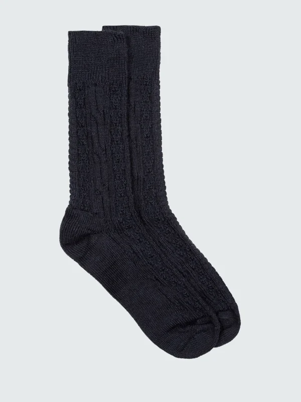 Socks*Finisterre Korson Cable Sock Navy