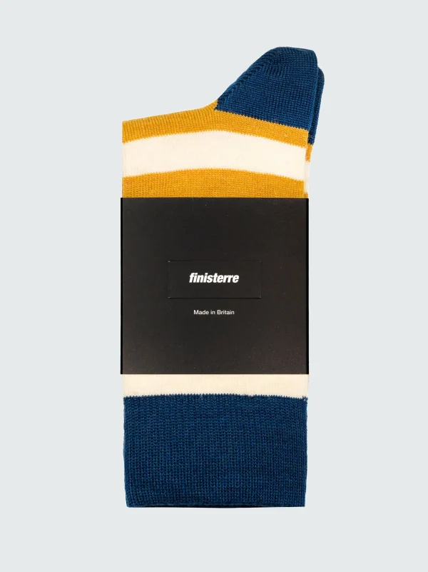 Socks*Finisterre Last Long Original Sock Beeswax/Ecru/Kingfisher