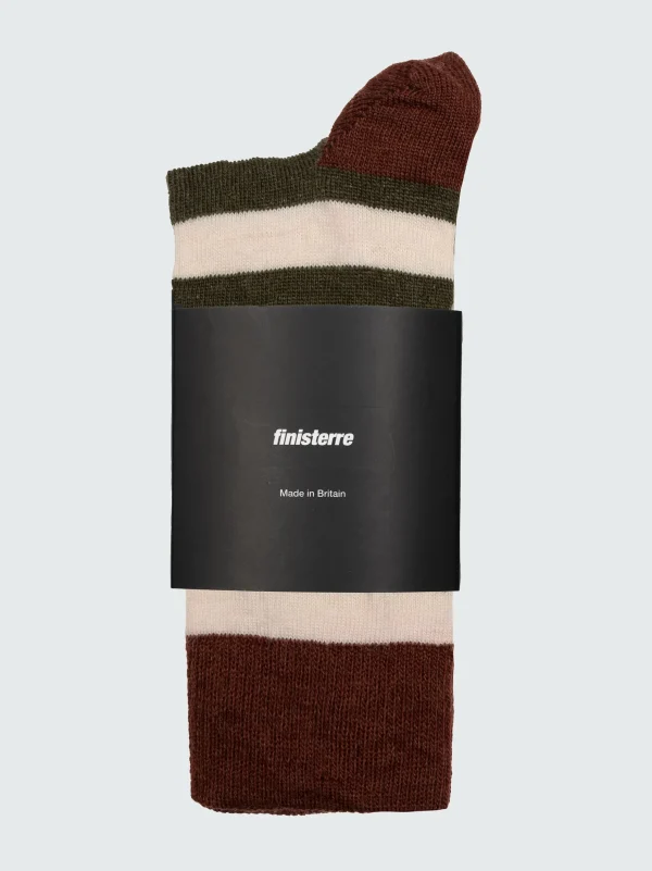 Socks*Finisterre Last Long Original Sock Sangria/Ecru/Khaki