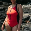 Swimwear & Bikinis*Finisterre Neuvya 1/2 Zip Swimsuit Coral Red / Black