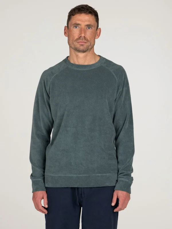 Sweatshirts & Hoodies*Finisterre Otis Towelling Crew Sweatshirt Deep Sea