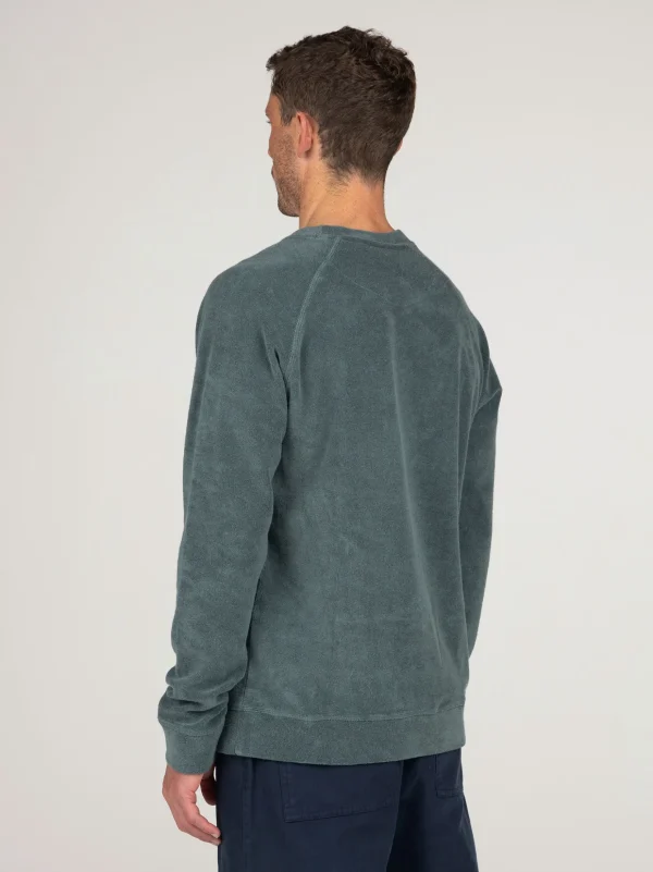 Sweatshirts & Hoodies*Finisterre Otis Towelling Crew Sweatshirt Deep Sea