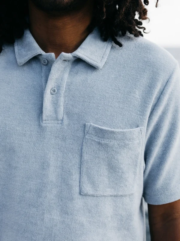 Shirts*Finisterre Otis Towelling Polo Shirt Sky