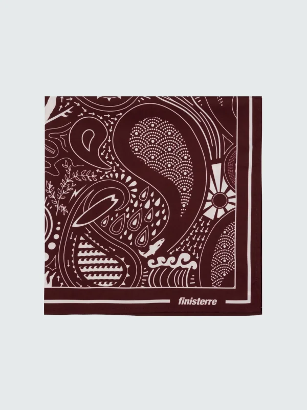 Scarves & Bandanas*Finisterre Printed Handkerchief Dark Burgundy/Ecru